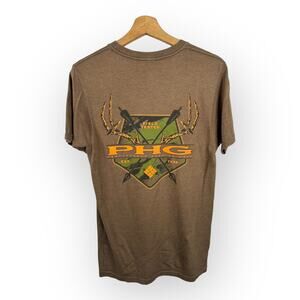 Columbia PHG Mens size Small Short Sleeve Graphic Hunting Tshirt Brown Hunting